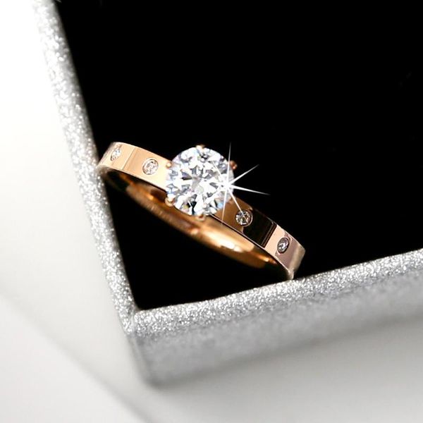 cluster rings yun ruo fashion one zircon wedding ring couple rose gold color woman birthday gift party titanium steel jewelry never fade, Golden;silver
cluster rings yun ruo fashion one zircon wedding ring couple rose gold color woman birthday gift party titanium steel jewelry never fade, Golden;silver