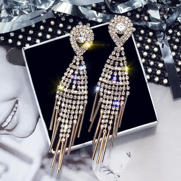 luxury women long tassel water drop crystal earring exquisite gold silver color rhinestone earrings wedding bride jewelry dangle & chandelie
luxury women long tassel water drop crystal earring exquisite gold silver color rhinestone earrings wedding bride jewelry dangle & chandelie