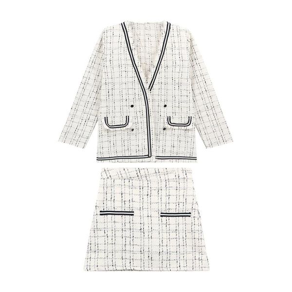 two piece dress perhaps u women beige black v-neck long sleeve jacket mini skirt 2 pieces set elegant tweed plaid t0298, White
two piece dress perhaps u women beige black v-neck long sleeve jacket mini skirt 2 pieces set elegant tweed plaid t0298, White