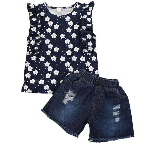 clothing sets 2pcs little girls outfit, summer toddlers floral printing sleeveless round collar + rough selvedge denim shorts 2021, White
clothing sets 2pcs little girls outfit, summer toddlers floral printing sleeveless round collar + rough selvedge denim shorts 2021, White