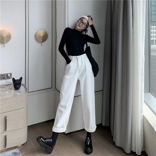 women's jeans woman pants straight high waist spring and autumn white loose trousers pantalones vaqueros mujer, Blue
women's jeans woman pants straight high waist spring and autumn white loose trousers pantalones vaqueros mujer, Blue
