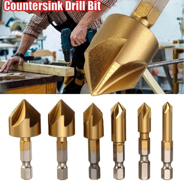 professional drill bits 6pcs hexagonal shank titanium coated five flutes countersink bit woodworking core dril power tool accessories
professional drill bits 6pcs hexagonal shank titanium coated five flutes countersink bit woodworking core dril power tool accessories
