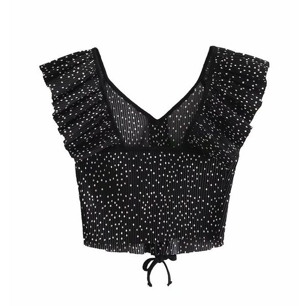 luck a vintage polka dot ruffled cropped women blouses 2021 fashion v neck drawstring pleated shirts casual blusas women's, White
luck a vintage polka dot ruffled cropped women blouses 2021 fashion v neck drawstring pleated shirts casual blusas women's, White