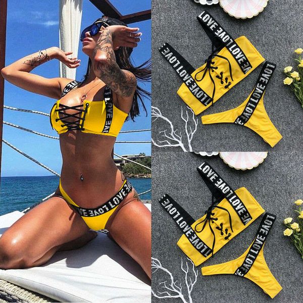 beach woman bikini party personality letter swimsuit triangle bath set, White;black
beach woman bikini party personality letter swimsuit triangle bath set, White;black