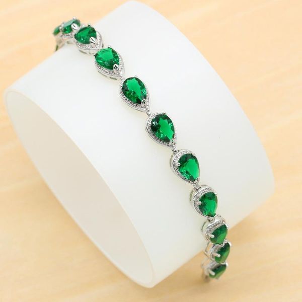 link, chain water drop green stones silver color bracelet with extra link for women party birthday jewelry gift box 9 colors available, Black
link, chain water drop green stones silver color bracelet with extra link for women party birthday jewelry gift box 9 colors available, Black