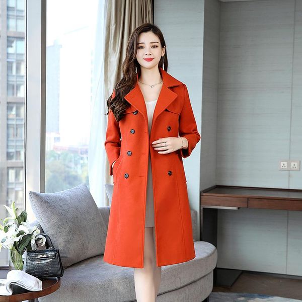 women's trench coats 2021 autumn winter coat for women fashion woolen full solid button double breasted long office lady outerwear, Tan;black
women's trench coats 2021 autumn winter coat for women fashion woolen full solid button double breasted long office lady outerwear, Tan;black
