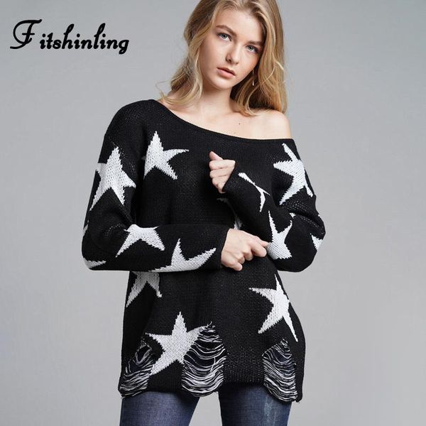 women's sweaters fitshinling one shoulder stars pullover female knitted clothes ripped slim autumn winter women and pullovers jumpers, White;black
women's sweaters fitshinling one shoulder stars pullover female knitted clothes ripped slim autumn winter women and pullovers jumpers, White;black
