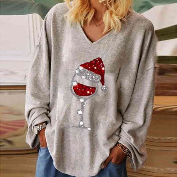 elegant christmas wine glass printed womens shirts v neck loose autumn long sleeve plus size blouses 4xl, White
elegant christmas wine glass printed womens shirts v neck loose autumn long sleeve plus size blouses 4xl, White