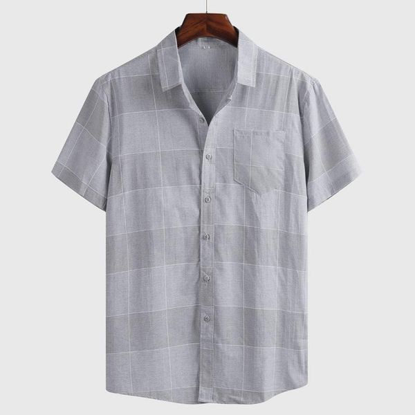 men's casual shirts summer shirt business plaid loose large fashion top, White;black
men's casual shirts summer shirt business plaid loose large fashion top, White;black