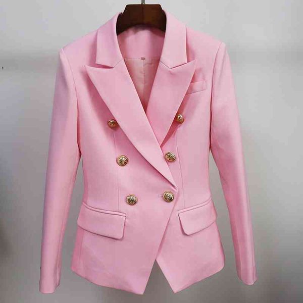 high street classic designer blazer jacket women's slim fitting metal lion buttons double breasted blazer 210330, White;black
high street classic designer blazer jacket women's slim fitting metal lion buttons double breasted blazer 210330, White;black