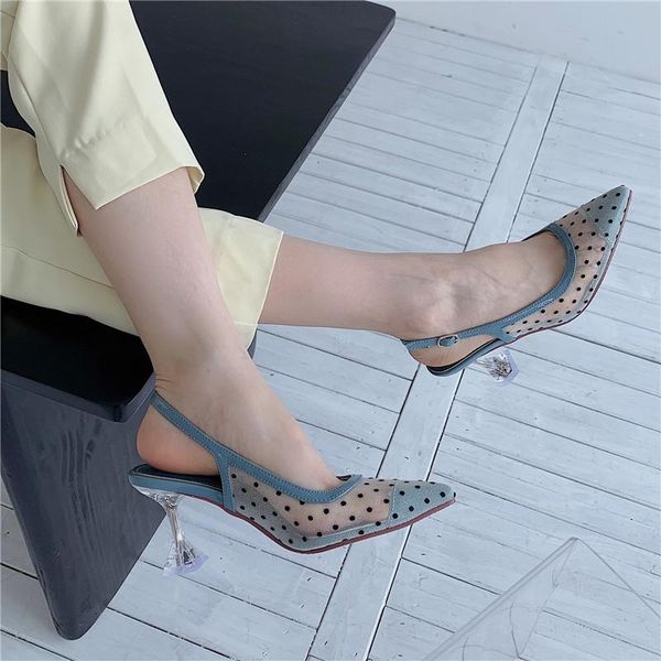 dress shoes women sandals 2021 summer pointed toe air mesh back strap clear thin high heels buckle retro style, Black
dress shoes women sandals 2021 summer pointed toe air mesh back strap clear thin high heels buckle retro style, Black