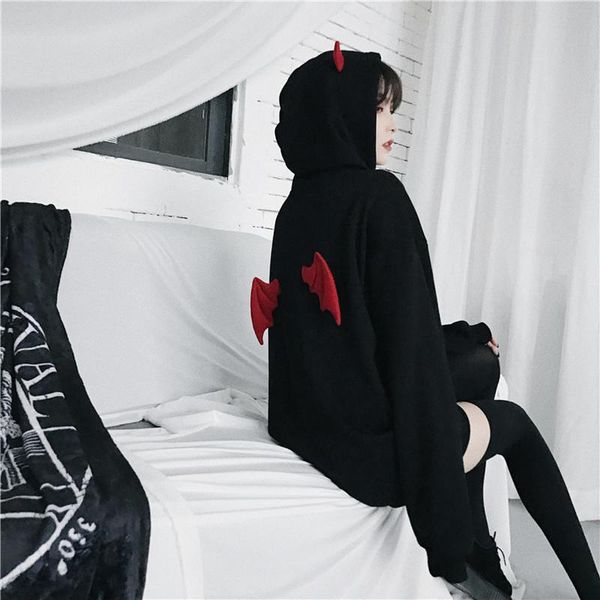 women's hoodies & sweatshirts fall winter women girl harajuku cute punk gothic devil horn chic hooded pullover loose sweatshirt, Black
women's hoodies & sweatshirts fall winter women girl harajuku cute punk gothic devil horn chic hooded pullover loose sweatshirt, Black