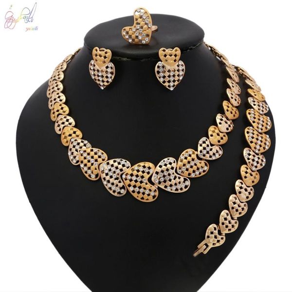 earrings & necklace yulaili trendy heart shape alloy crystal choker charm bracelet stud earring ring nigeria wedding african jewelry sets, Silver
earrings & necklace yulaili trendy heart shape alloy crystal choker charm bracelet stud earring ring nigeria wedding african jewelry sets, Silver