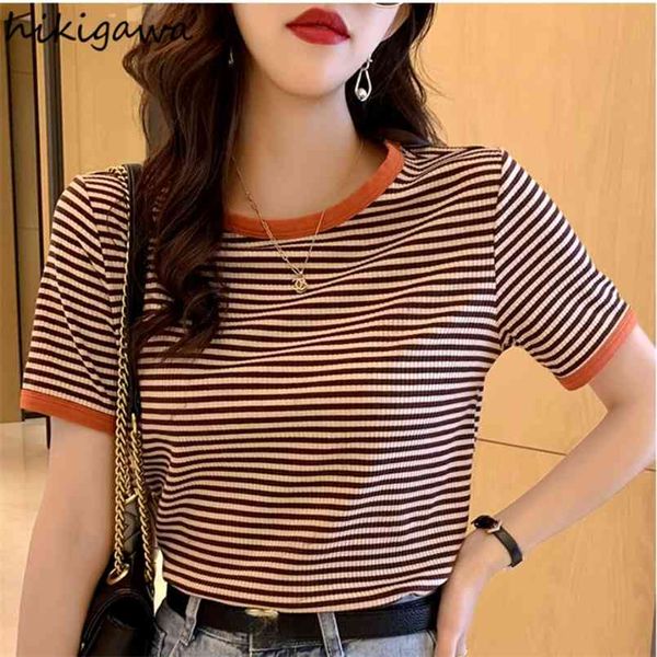 hikigawa t-shirt vintage contrast color striped woman tshirts summer comfortable chic female korean straight 210708, White
hikigawa t-shirt vintage contrast color striped woman tshirts summer comfortable chic female korean straight 210708, White