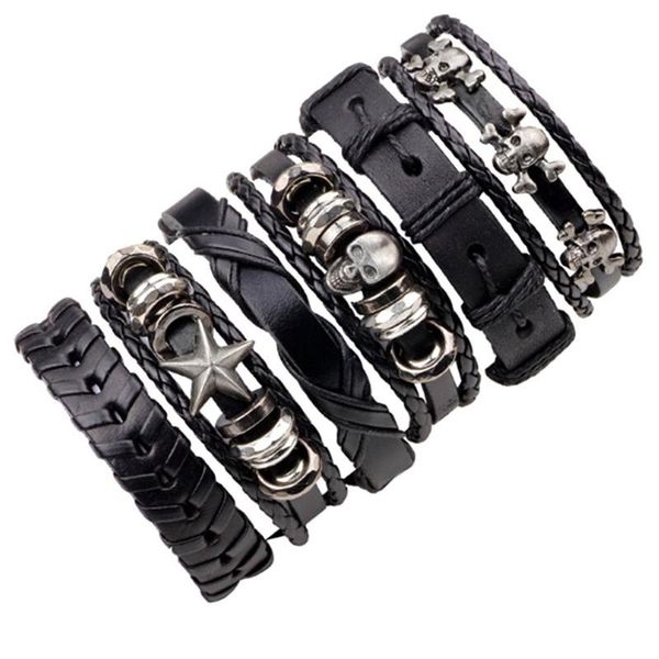 charm bracelets 2021 style 6pcs/set leather bracelet men multilayer punk skull star wrap for women vintage gifts, Golden;silver
charm bracelets 2021 style 6pcs/set leather bracelet men multilayer punk skull star wrap for women vintage gifts, Golden;silver