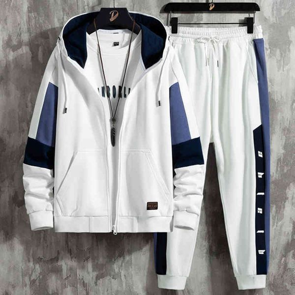 hoodies spring autumn white patchwork hooded tracksuit men sportswear sweat zipper hoodie+track pants 2 piece sets sporting suits, Black
hoodies spring autumn white patchwork hooded tracksuit men sportswear sweat zipper hoodie+track pants 2 piece sets sporting suits, Black