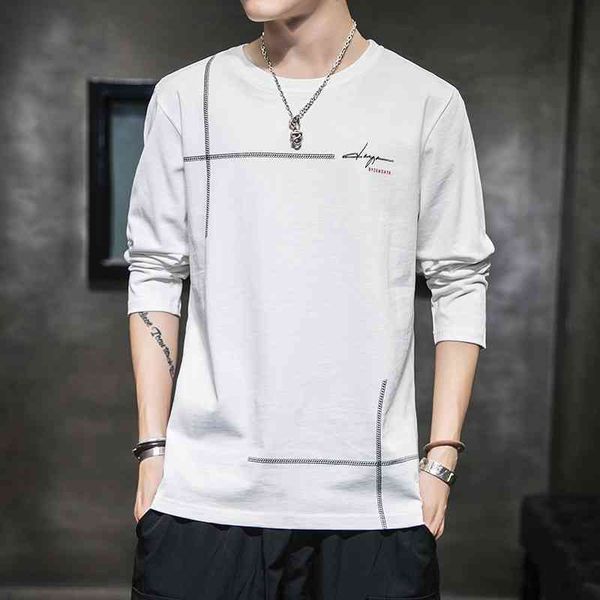 white long sve t-shirt men's new trend autumn cotton upper cloth round neck t-shirt sweater bottomed shirt, White;black
white long sve t-shirt men's new trend autumn cotton upper cloth round neck t-shirt sweater bottomed shirt, White;black