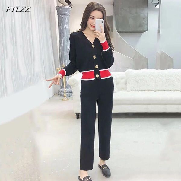 two piece dress ftlzz women knitted cardigans pants pieces sets spring single breasted v-neck sweater + wide leg suits, White
two piece dress ftlzz women knitted cardigans pants pieces sets spring single breasted v-neck sweater + wide leg suits, White