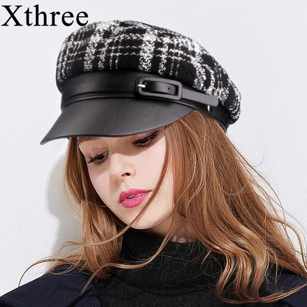 berets xthree autumn winter wool military hat leather cap fashion hats for women female flat salior girl visor travel, Blue;gray
berets xthree autumn winter wool military hat leather cap fashion hats for women female flat salior girl visor travel, Blue;gray