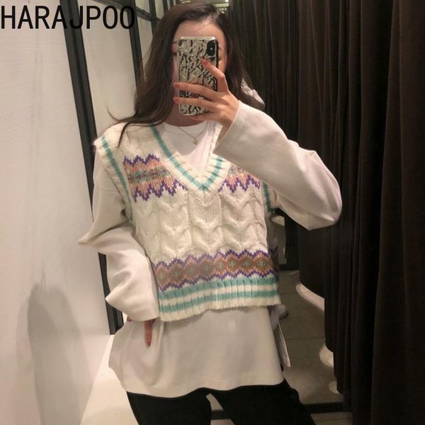 women's vests harajpoo women retro korean sweet college style printing loose outer sweater spring fall fashion knitted casual, Black;white
women's vests harajpoo women retro korean sweet college style printing loose outer sweater spring fall fashion knitted casual, Black;white