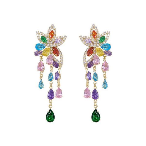 mixcolor crystal flower tassel pendant for women sweet statement leaves dangle earrings luxury brand jewelries, Silver
mixcolor crystal flower tassel pendant for women sweet statement leaves dangle earrings luxury brand jewelries, Silver