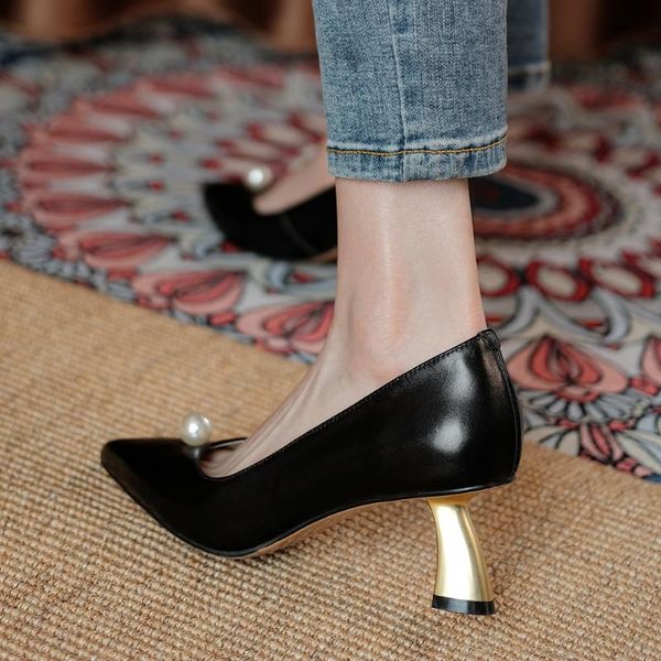 office lady pearl spring pumps pointed toe high heels shallow novelty women design consise shoes woman dress, Black
office lady pearl spring pumps pointed toe high heels shallow novelty women design consise shoes woman dress, Black