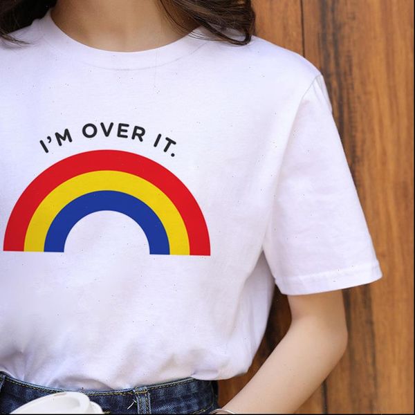 arrival rainbow kawaii womens t shirt women im over it letters print graphic korean style, White
arrival rainbow kawaii womens t shirt women im over it letters print graphic korean style, White