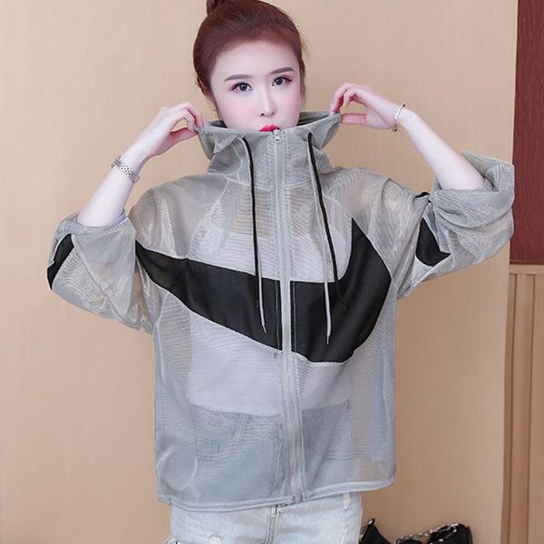 women's jackets #5320 summer coat casual sunscreen jacket women hoodedspliced color see through mesh shinny coats and thin loose, Black;brown
women's jackets #5320 summer coat casual sunscreen jacket women hoodedspliced color see through mesh shinny coats and thin loose, Black;brown