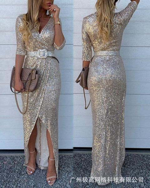casual dresses women dress 2021 autumn sequined fashion maxi for vestido feminino without belt donsignet, Black;gray
casual dresses women dress 2021 autumn sequined fashion maxi for vestido feminino without belt donsignet, Black;gray