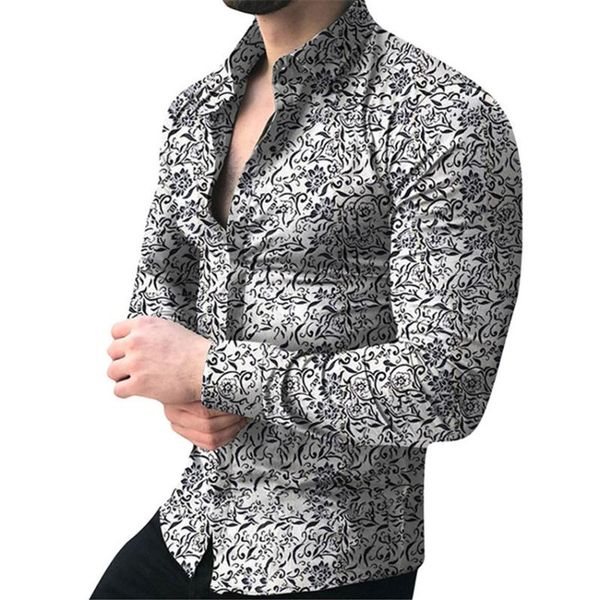 men's casual shirts men long sleeve shirt british style fashion floral male blouse summer autumn vacation clothes, White;black
men's casual shirts men long sleeve shirt british style fashion floral male blouse summer autumn vacation clothes, White;black