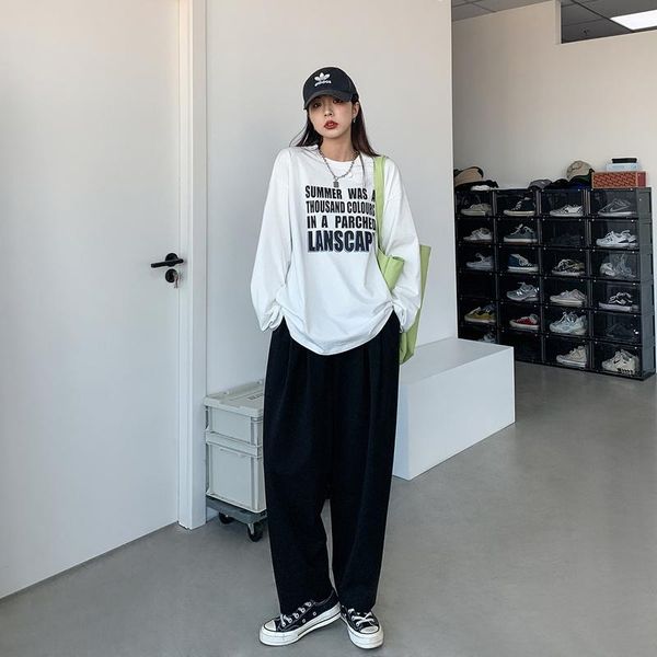 women's t-shirt early autumn spring and summer white long sleeve letter print for women
women's t-shirt early autumn spring and summer white long sleeve letter print for women