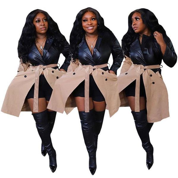 women's jackets streetwar women winter est pu patchwork overcoats turn-down collar lon sleeve sashes double-breasted lady midi, Black;brown
women's jackets streetwar women winter est pu patchwork overcoats turn-down collar lon sleeve sashes double-breasted lady midi, Black;brown