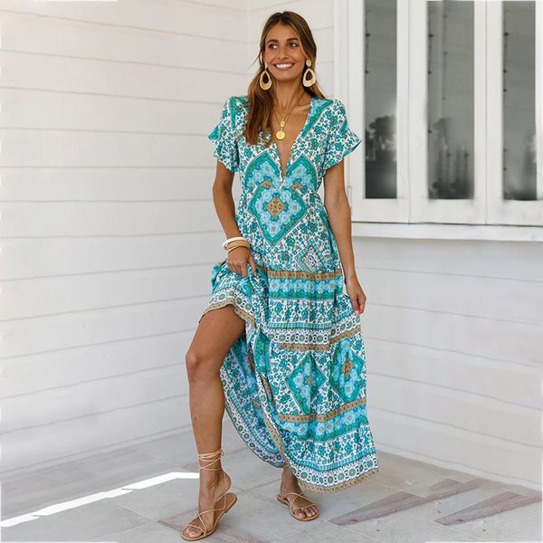 ladies summer bohemian floral print long dress women butterfly sleeve v neck elegant ankle length dress new 210414, Black;gray
ladies summer bohemian floral print long dress women butterfly sleeve v neck elegant ankle length dress new 210414, Black;gray