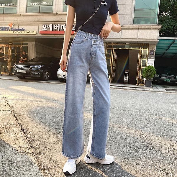 #3189 autumn denim blue loose straight high waisted wide leg jeans women full length double buttons korean style womans women's
#3189 autumn denim blue loose straight high waisted wide leg jeans women full length double buttons korean style womans women's