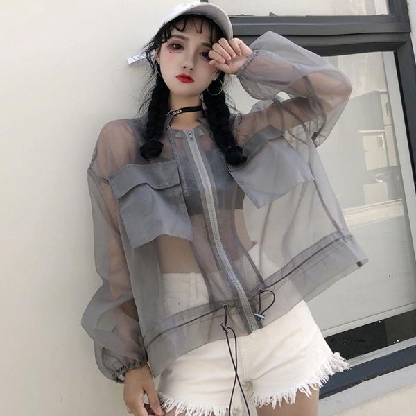 women's jackets ulzzang korean fashion clothing harajuku perspective pockets loose zipper casual full stand solid thin coats, Black;brown
women's jackets ulzzang korean fashion clothing harajuku perspective pockets loose zipper casual full stand solid thin coats, Black;brown