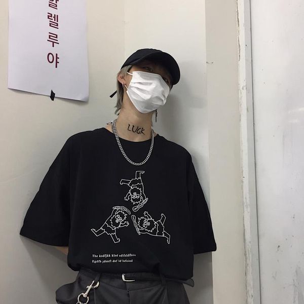 summer hip hop short sleeve dark black ins fashion net red three little savages loose and versatile men's women's t-shirt, White
summer hip hop short sleeve dark black ins fashion net red three little savages loose and versatile men's women's t-shirt, White
