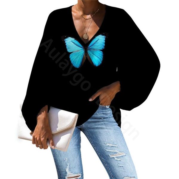 women's blouses & shirts black blouse for women butterfly printed elegant v-neck chiffon plus size lantern sleeves ladies top, White
women's blouses & shirts black blouse for women butterfly printed elegant v-neck chiffon plus size lantern sleeves ladies top, White