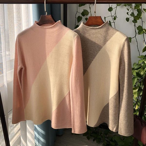 sweaters women color patchwork sweaters turtleneck cashmere and wool long sleeve knitwear pullover autumn winter, White;black
sweaters women color patchwork sweaters turtleneck cashmere and wool long sleeve knitwear pullover autumn winter, White;black