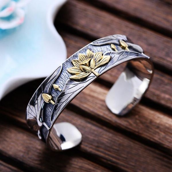 sterling silver retro lotus flower zen yoga bracelet jewelry a2068 bangle, Black
sterling silver retro lotus flower zen yoga bracelet jewelry a2068 bangle, Black