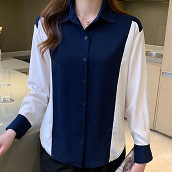women's blouses & shirts patchwork ladies spring autumn long sleeve blusas mujer, White
women's blouses & shirts patchwork ladies spring autumn long sleeve blusas mujer, White