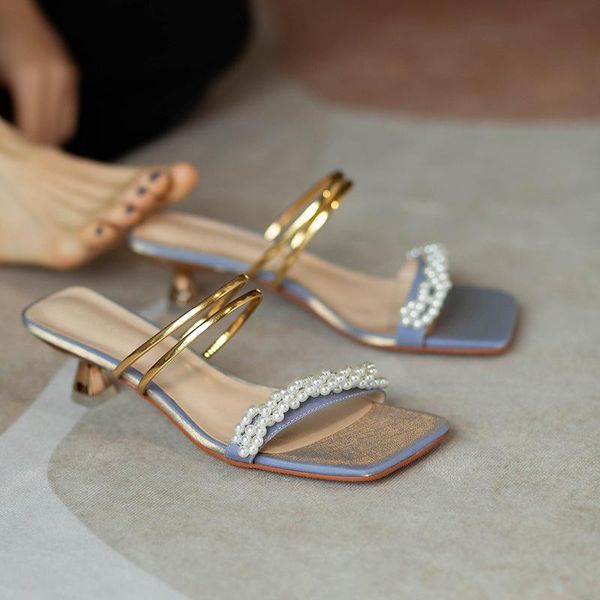 slippers savaly summer sandals women 2021 est pearls strappy metal ring slip on mid heel slides mules square toe flip flops, Black
slippers savaly summer sandals women 2021 est pearls strappy metal ring slip on mid heel slides mules square toe flip flops, Black