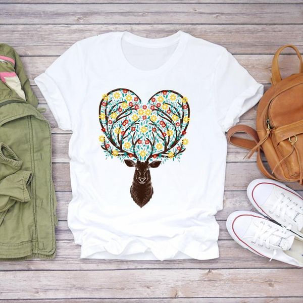 butterfly floral short sleeve deer women christmas print ladies womens graphic female tee, White
butterfly floral short sleeve deer women christmas print ladies womens graphic female tee, White