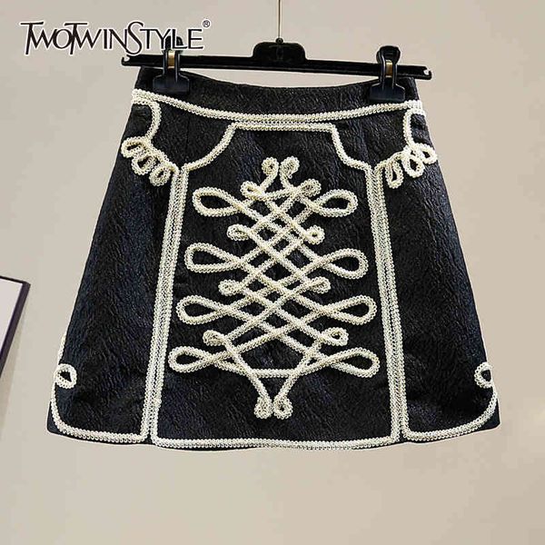 twotwinstyle vintage patchwork skirt for women high waist slim mini bodycon skirts female fashion clothing fall 210517, Black
twotwinstyle vintage patchwork skirt for women high waist slim mini bodycon skirts female fashion clothing fall 210517, Black