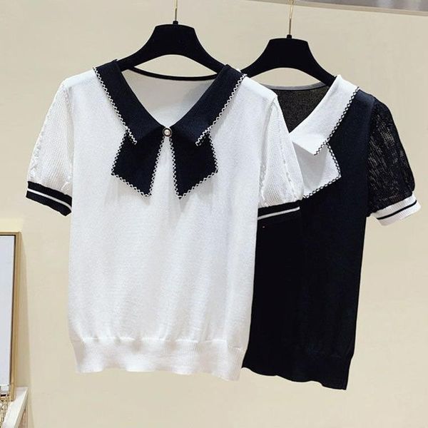 women's t-shirt summer short-sleeved woman bow tie pullover slim fashion knitted bottoming large size 4xl vetement femme 2021 haut, White
women's t-shirt summer short-sleeved woman bow tie pullover slim fashion knitted bottoming large size 4xl vetement femme 2021 haut, White