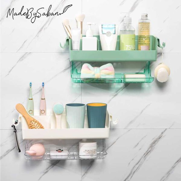 double-layer bathroom storage rack and kitchen plastic accessories bath accessory set