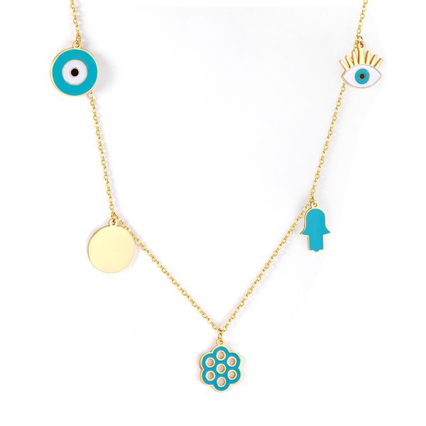 luxukisskids collier female office style flower round blue eye geometric pendant necklace stainless steel collars accessories, Silver
luxukisskids collier female office style flower round blue eye geometric pendant necklace stainless steel collars accessories, Silver
