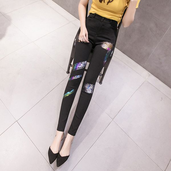 d 1043 black european spring new european goods heavy stamping personality to wear tight leggings female stretch pants and fe, Blue
d 1043 black european spring new european goods heavy stamping personality to wear tight leggings female stretch pants and fe, Blue
