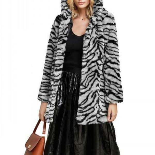 women's fur & faux women tiger pattern jacket hooded warm thick furry outwear coat party plus size 2021, Black
women's fur & faux women tiger pattern jacket hooded warm thick furry outwear coat party plus size 2021, Black