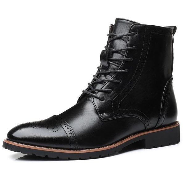 boots mens ankle lace-up fashion motorcycles vintage brogue shoes casual non-slip pu leather mujer chaussure, Black
boots mens ankle lace-up fashion motorcycles vintage brogue shoes casual non-slip pu leather mujer chaussure, Black