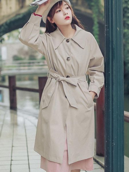 women's trench coats casual female single breasted loose long coat streetwear women autumn khaki ladies windbreaker with belt outwear, Tan;black
women's trench coats casual female single breasted loose long coat streetwear women autumn khaki ladies windbreaker with belt outwear, Tan;black